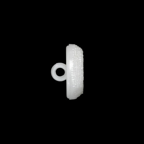 Concave Plastic Shank Back Button - White Beaded Look Embossed - 24L/15mm