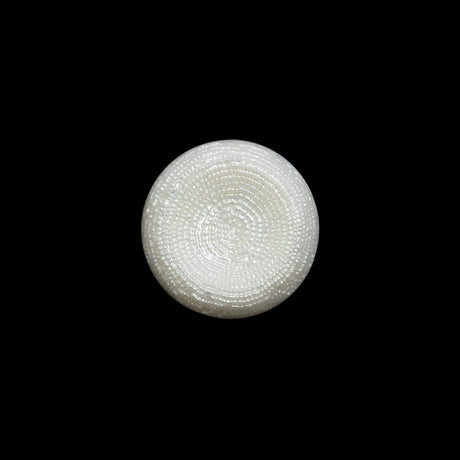 Concave Plastic Shank Back Button - White Beaded Look Embossed - 24L/15mm