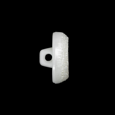 Concave Plastic Shank Back Button - White Beaded Look Embossed - 30L/19mm