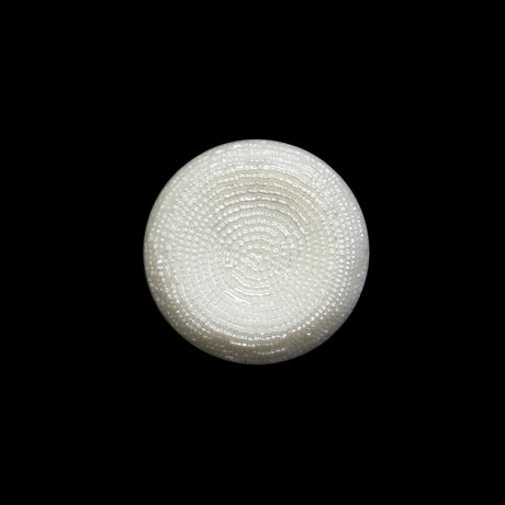 Concave Plastic Shank Back Button - White Beaded Look Embossed - 30L/19mm