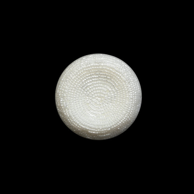 Concave Plastic Shank Back Button - White Beaded Look Embossed - 30L/19mm