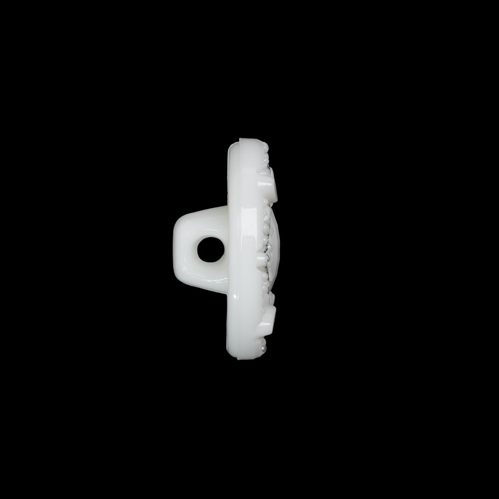 Faceted Plastic Shank Back Button - White and Silver Faux Gems - 30L/19mm