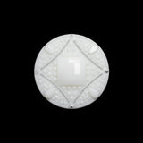 Faceted Plastic Shank Back Button - White and Silver Faux Gems - 36L/23mm