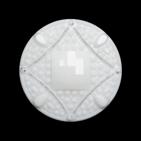 Faceted Plastic Shank Back Button - White and Silver Faux Gems - 44L/28mm