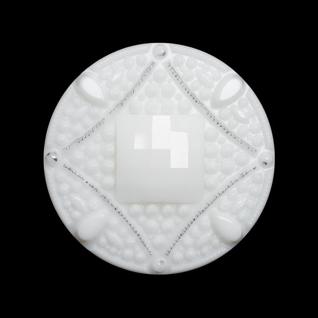 Faceted Plastic Shank Back Button - White and Silver Faux Gems - 44L/28mm