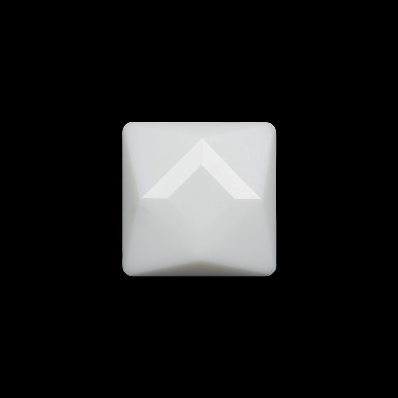 Plastic Shank Back Button - White Faceted Square - 36L/23mm