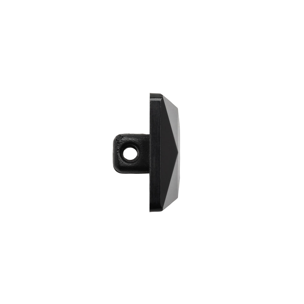 Plastic Shank Back Button - Black Faceted Square - 36L/23mm