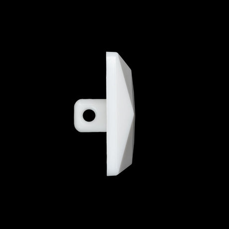 Plastic Shank Back Button - White Faceted Square - 44L/28mm