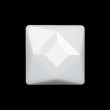 Plastic Shank Back Button - White Faceted Square - 44L/28mm