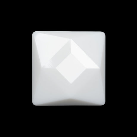 Plastic Shank Back Button - White Faceted Square - 44L/28mm