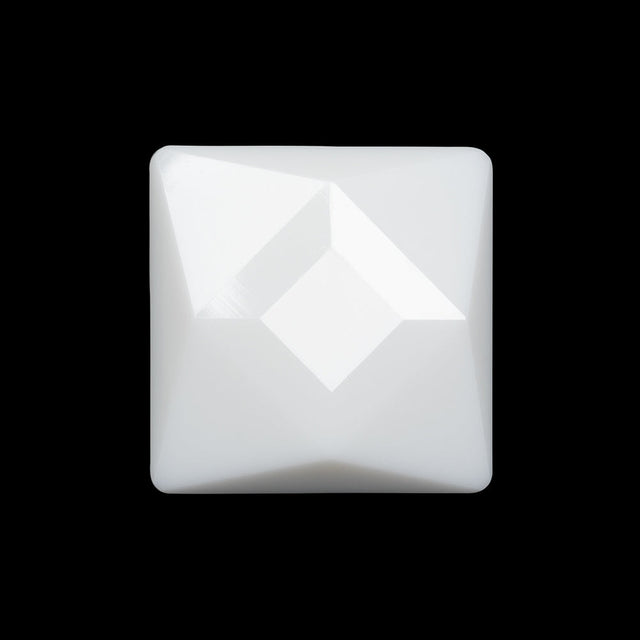 Plastic Shank Back Button - White Faceted Square - 44L/28mm