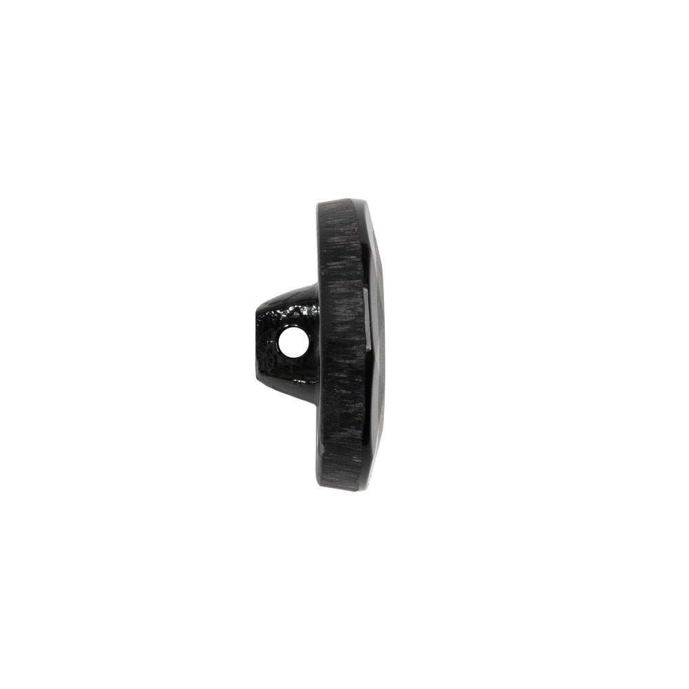 Faceted Glass Shank Back Button - Black Matte Center - 28L/18mm
