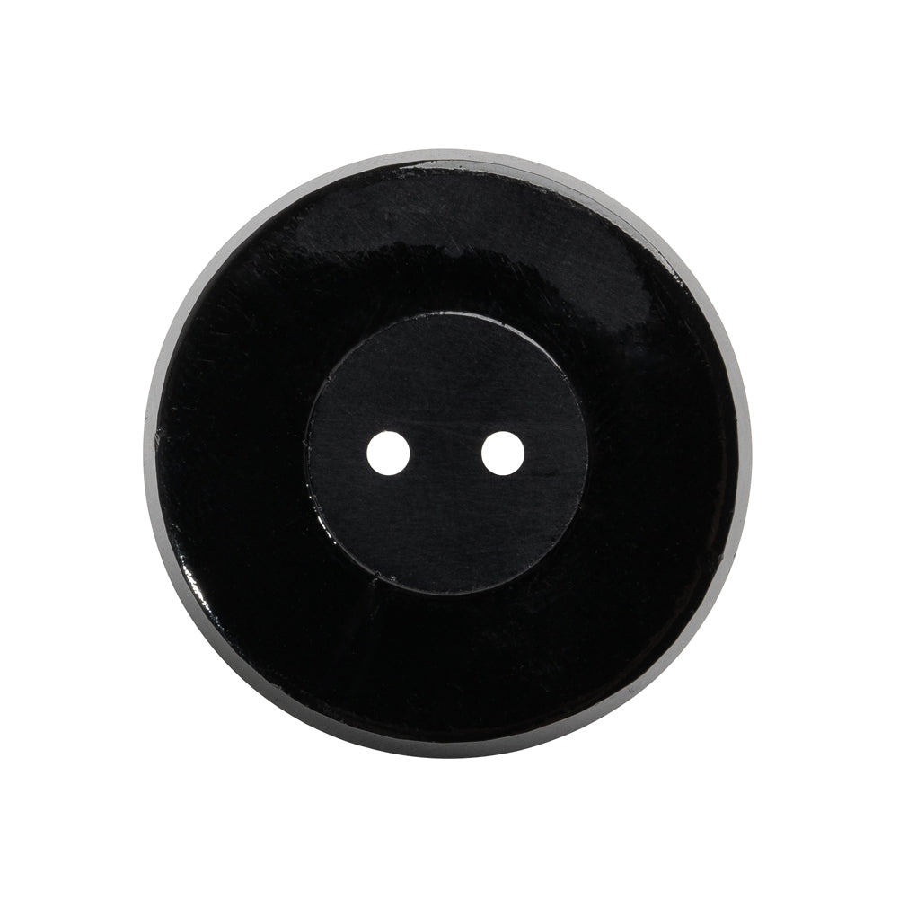 Flat Glass 2-Hole Button - Black - 42L/27mm