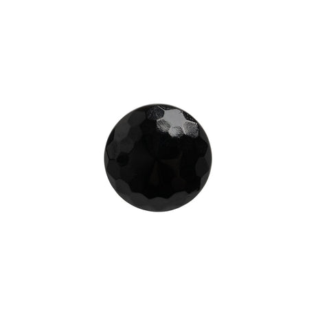 Glass Shank Back Button - Black Honeycomb Faceted - 20L/12.5mm
