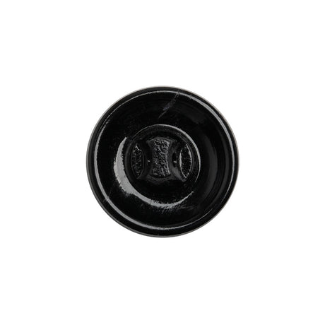 Glass Shank Back Button - Black Faceted Rim - 32L/20mm