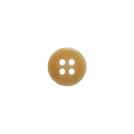 Horn 4-Hole Button - 18L/11.5mm - Beige Dish-Shaped
