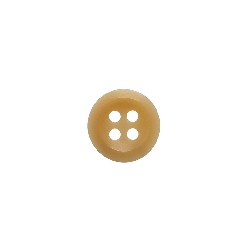 Horn 4-Hole Button - 18L/11.5mm - Beige Dish-Shaped