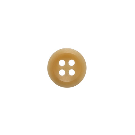 Horn 4-Hole Button - 18L/11.5mm - Beige Dish-Shaped