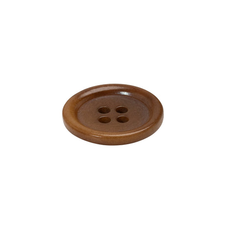 Horn 4-Hole Button - 30L/19mm - Russet Brown Rolled Rim