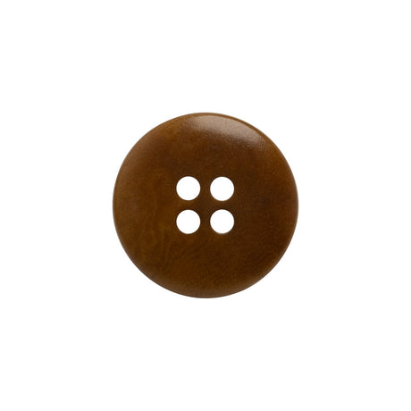 Horn 4-Hole Button - 30L/19mm - Russet Brown Rolled Rim