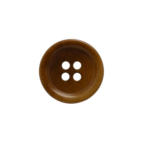 Horn 4-Hole Button - 30L/19mm - Russet Brown Rolled Rim