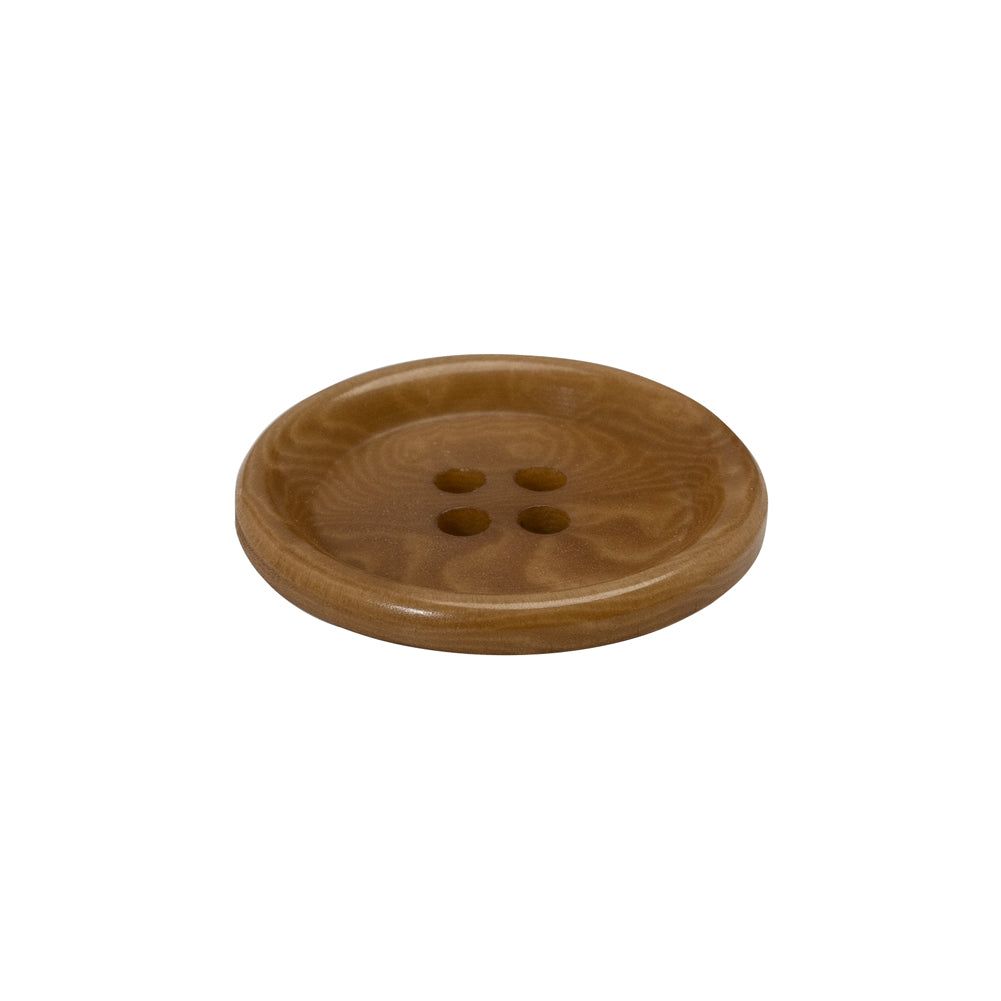Horn 4-Hole Button - 36L/23mm - Light Brown Swirled Rolled Rim