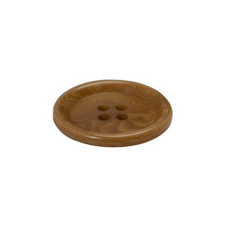Horn 4-Hole Button - 36L/23mm - Light Brown Swirled Rolled Rim