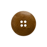 Horn 4-Hole Button - 36L/23mm - Light Brown Swirled Rolled Rim