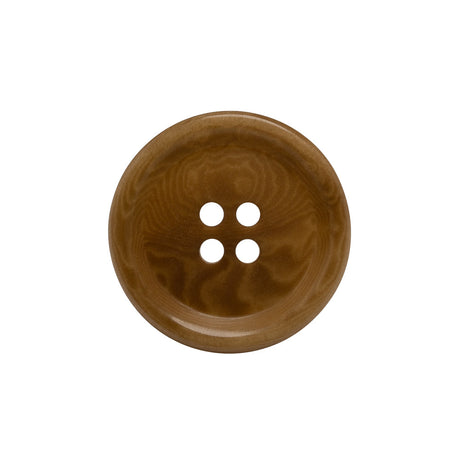 Horn 4-Hole Button - 36L/23mm - Light Brown Swirled Rolled Rim