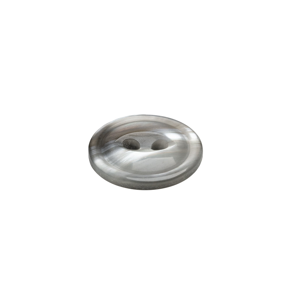 Plastic 2-Hole Button - 24L/15mm - Translucent Gray Swirl