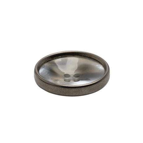 Shell 4-Hole Button - 36L/23mm - Translucent Gray with Gunmetal Narrow Rim
