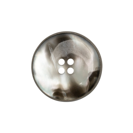 Shell 4-Hole Button - 36L/23mm - Translucent Gray with Gunmetal Narrow Rim