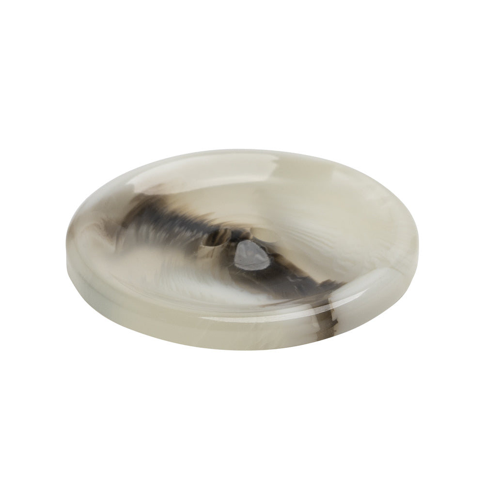Plastic 2-Hole Button - 44L/28mm - Translucent Brown and White Swirl Dish Shaped with Raised Center