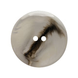 Plastic 2-Hole Button - 44L/28mm - Translucent Brown and White Swirl Dish Shaped with Raised Center