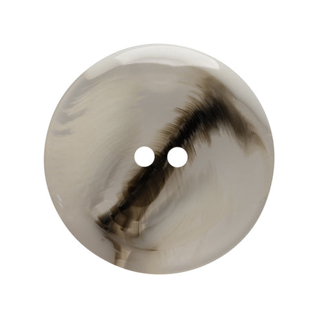 Plastic 2-Hole Button - 44L/28mm - Translucent Brown and White Swirl Dish Shaped with Raised Center