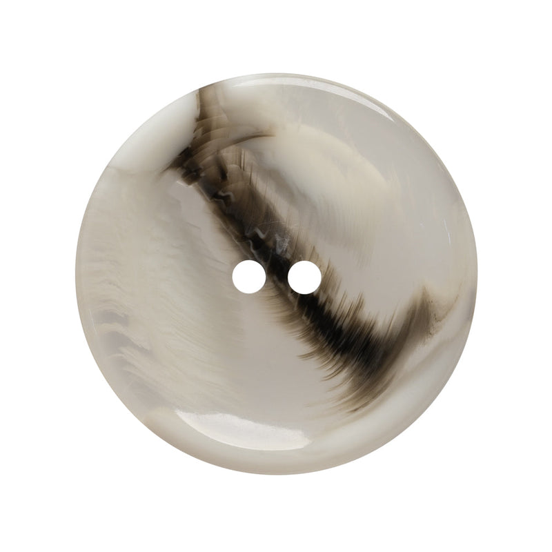 Plastic 2-Hole Button - 44L/28mm - Translucent Brown and White Swirl Dish Shaped with Raised Center