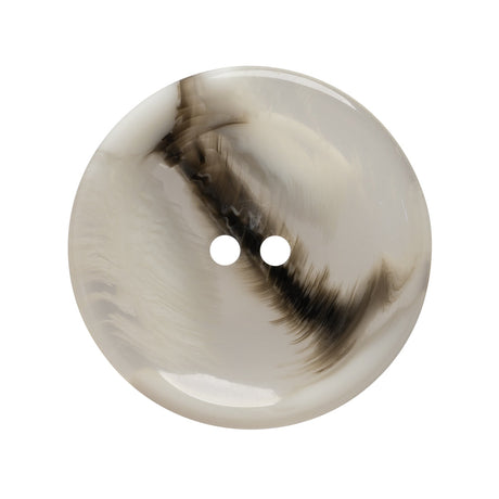 Plastic 2-Hole Button - 44L/28mm - Translucent Brown and White Swirl Dish Shaped with Raised Center
