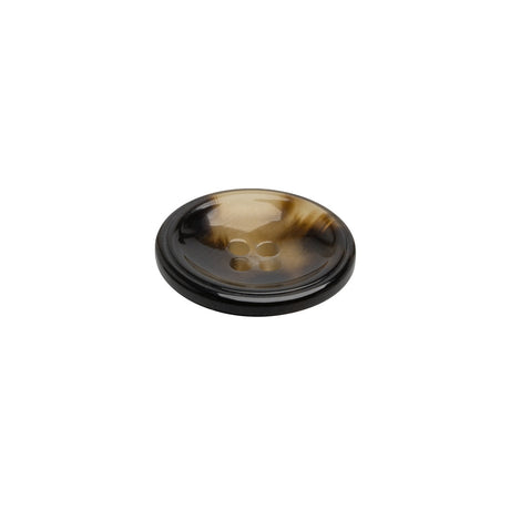 Plastic 4-Hole Button - 24L/15mm - Brown and Translucent Beige Dish Shaped
