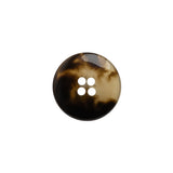 Plastic 4-Hole Button - 24L/15mm - Brown and Translucent Beige Dish Shaped