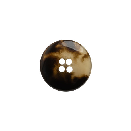 Plastic 4-Hole Button - 24L/15mm - Brown and Translucent Beige Dish Shaped
