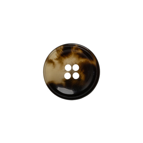 Plastic 4-Hole Button - 24L/15mm - Brown and Translucent Beige Dish Shaped