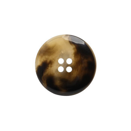 Plastic 4-Hole Button - 32L/20mm - Brown and Translucent Beige Dish Shaped