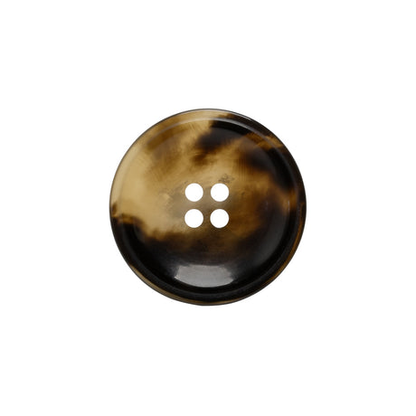 Plastic 4-Hole Button - 32L/20mm - Brown and Translucent Beige Dish Shaped