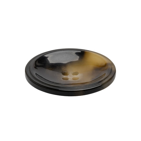 Plastic 4-Hole Button - 40L/25.5mm - Brown and Translucent Beige Dish Shaped
