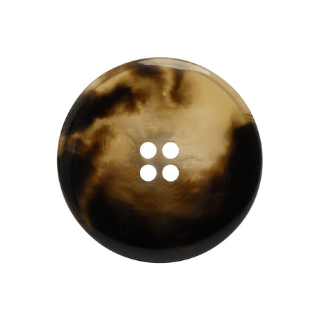 Plastic 4-Hole Button - 40L/25.5mm - Brown and Translucent Beige Dish Shaped