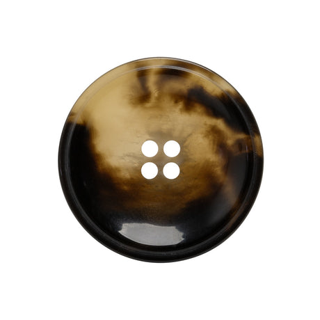 Plastic 4-Hole Button - 40L/25.5mm - Brown and Translucent Beige Dish Shaped