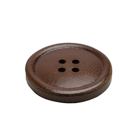 Leather 4-Hole Button - 40L/25.5mm - Dark Brown