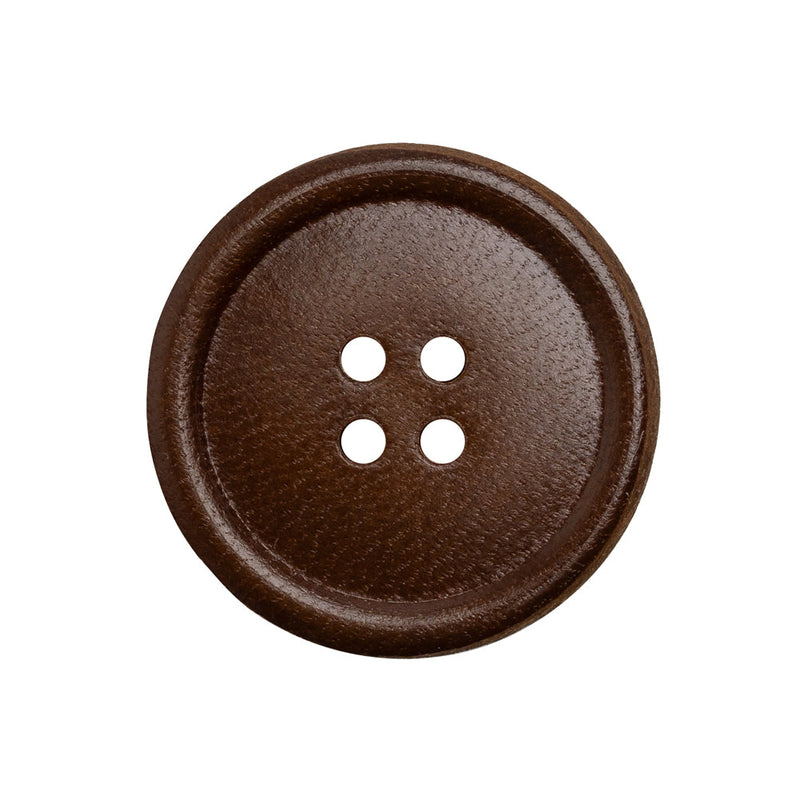 Leather 4-Hole Button - 40L/25.5mm - Dark Brown