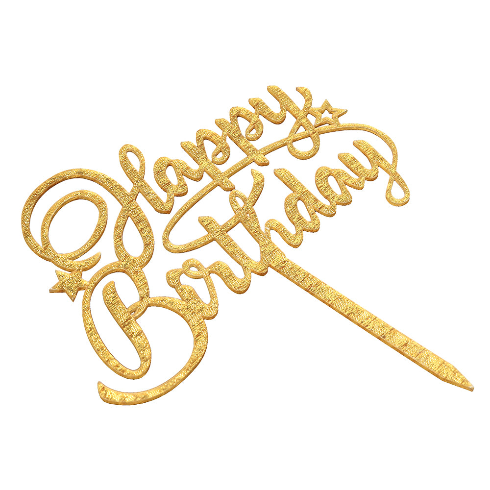 O'Creme Gold 'Happy Birthday' with Stars Cake Topper