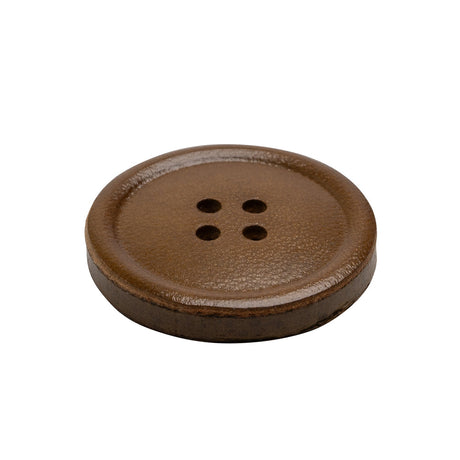 Leather 4-Hole Button - 40L/25.5mm - Brown